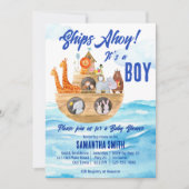 オーイそれは男の子ノアの箱舟クリスチャンの赤ちゃんシャワーだ 招待状 (正面)