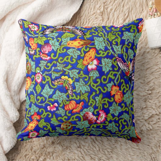 オーウェンジョーンズアンティークオリエンタル蝶 クッション (ブランケット)