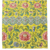 オーウェンジョーンズ牡丹の黄色の背景 シャワーカーテン (正面)