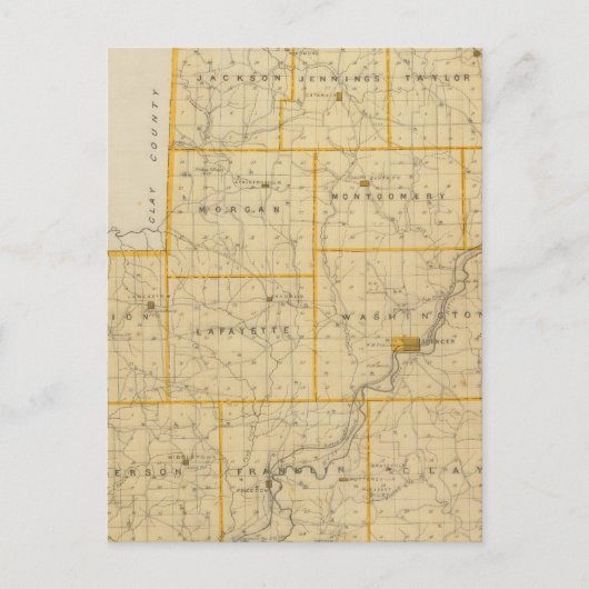 オーウェン郡の地図 ポストカード (正面)