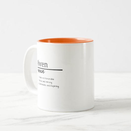 オーウェン、男のパーソナライズされた子の名前の定義 ツートーンマグカップ (正面左)