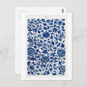 オーエン中国の・ジョーンズの青い花柄 ポストカード (正面/裏面)