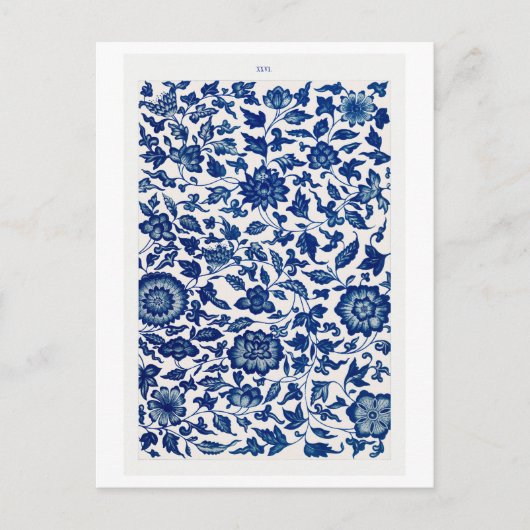 オーエン中国の・ジョーンズの青い花柄 ポストカード (正面)