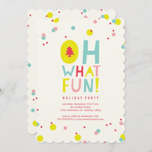 オーエーおもしろいカラフル紙吹雪ホリデーパーティー招待状 招待状 (正面/裏面)