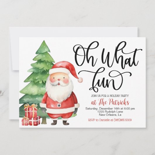 オーエーおもしろいサンタホリデーパーティー招待状 招待状 (正面)