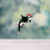 オーカおもしろいキラーホエールサンタハットクリスマスシーアン アクリルサイン (ニュートラル)