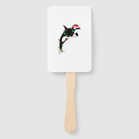 オーカおもしろいキラーホエールサンタハットクリスマスシーアン ハンドファン (正面)