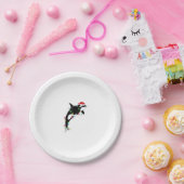 オーカおもしろいキラーホエールサンタハットクリスマスシーアン ペーパープレート (パーティー)