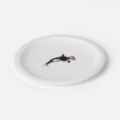 オーカおもしろいキラーホエールサンタハットクリスマスシーアン ペーパープレート (アングル)