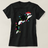 オーカおもしろいキラーホエールサンタハットクリスマスシーアン Tシャツ (デザイン正面)
