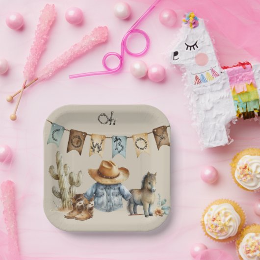 オーカウボーイ紙プレートウェスタン誕生日 ペーパープレート (パーティー)