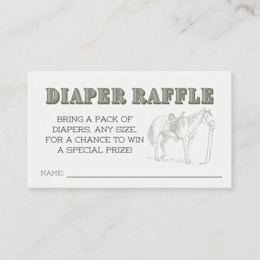 オーカウボーイ赤ちゃんシャワー – おむつラッフルカード エンクロージャーカード (正面)