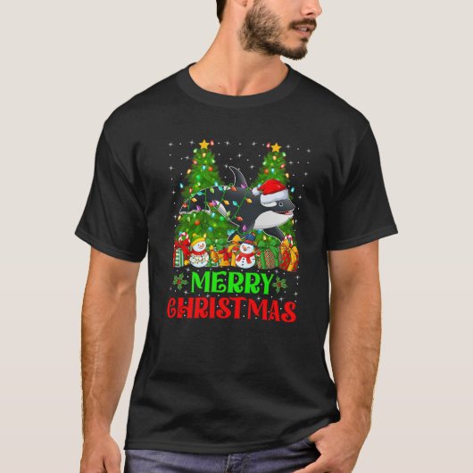 オーカクリスマスツリーライトマッチングファミリーサンタO Tシャツ (正面)