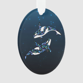 オーカパーソナライズされたホエールカップルのクリスマスホリデー オーナメント