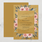 オーカーのペイントローズ オータムウェディング 招待状 (正面/裏面)