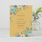 オーカーの花の芸術的な結婚式 招待状 (スタンド正面)