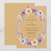 オーカーの花輪 ロマンティックな結婚式 招待状 (正面/裏面)