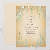 オーカーオリーブの葉エウカリプタスの結婚式 招待状 (正面/裏面)
