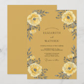 オーカー彩りブライダルブーケ 招待状 (正面/裏面)