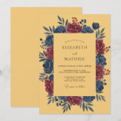 オーカー・ボールド・秋の結婚式 招待状 (正面/裏面)