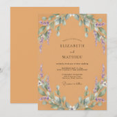 オーカー・ライラック・フジの結婚式 招待状 (正面/裏面)