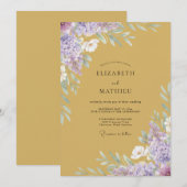 オーカー・ライラック・芍薬の結婚式 招待状 (正面/裏面)