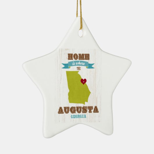 オーガスタ、ジョージアの地図-ハートがあるところでがあります家 セラミックオーナメント (右)
