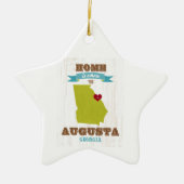 オーガスタ、ジョージアの地図-ハートがあるところでがあります家 セラミックオーナメント (正面)