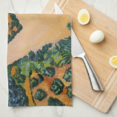オーガス・マークの『野菜畑』、ヴィンテージ ファインアート キッチンタオル (四つ折り)