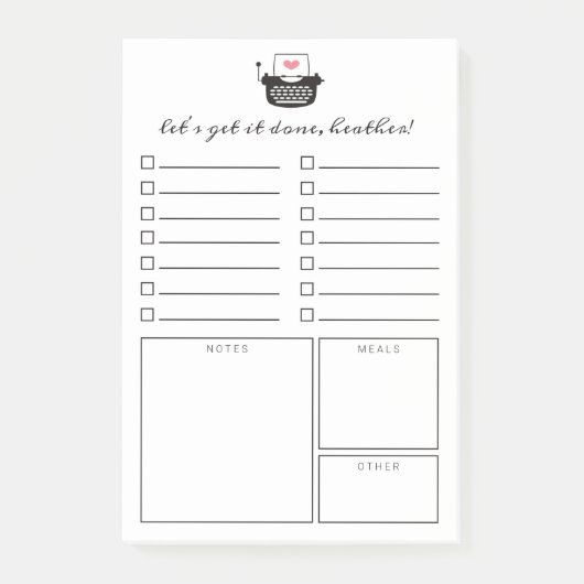 オーガナイザーをする毎日のかわいいタイプライター ポストイット (正面)