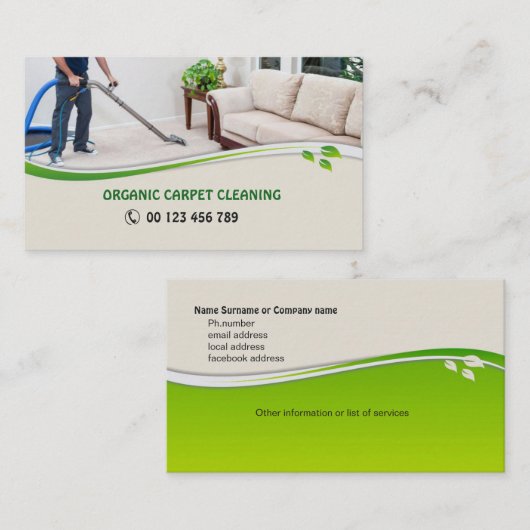 オーガニックなカーペットの洗剤のための名刺 名刺 (正面/裏面)