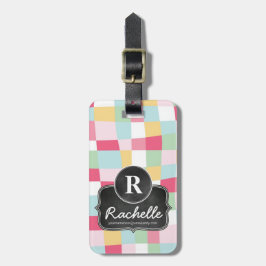 オーガニックなパステル調のモダンでガーリーな黒板のモノグラム ラゲッジタグ