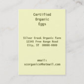 オーガニックなプロダクトは鶏の卵の農家の市場に付けます 名刺 (裏面)