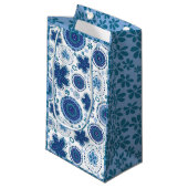 オーガニックな円形浮彫りのデザインw/blueの草 スモールペーパーバッグ (正面アングル)