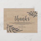 オーガニックな結婚式のサンキューカードの素朴なデザイン エンクロージャーカード (正面/裏面)