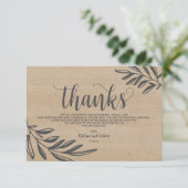 オーガニックな結婚式のサンキューカードの素朴なデザイン エンクロージャーカード (スタンド正面)