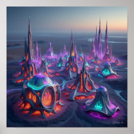 オーガニックエイリアンシティ建物 ポスター