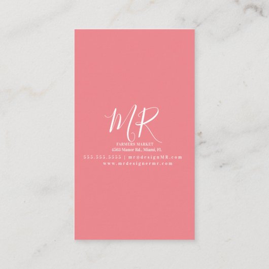 オーガニックスムージーズアートヘルシードリンクズミルクシェーク 名刺 (裏面)