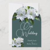 オーガニックズ結婚ツツツツツツジ白グレーグリーンフローラ 招待状 (正面)
