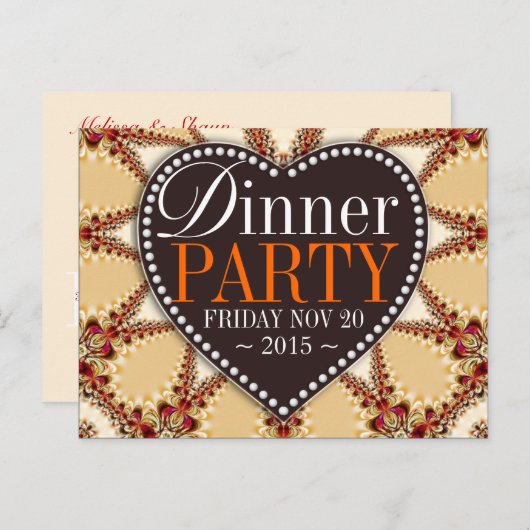 オーガニックディナーパーティー招待状ポストカード インビテーションポストカード (正面/裏面)