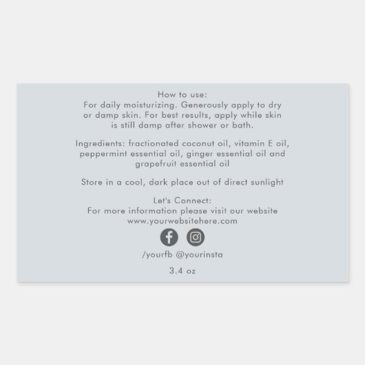 オーガニックビジネスビューティー製品成分ブルー 長方形シール (正面)