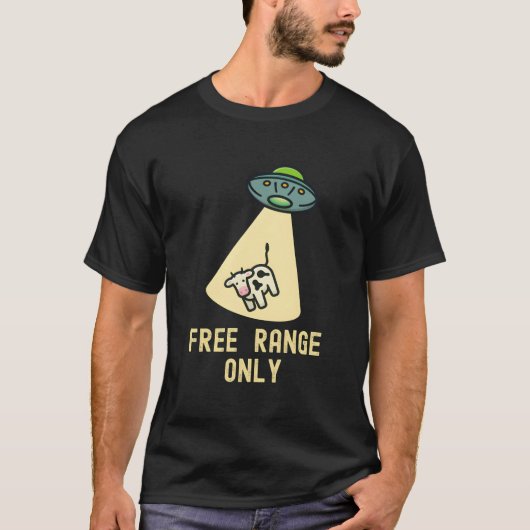 オーガニックフード UFO エイリアン 異星人による誘拐 牛 Tシャツ (正面)