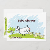 オーガニックプラネット ベビーシャワー 招待状(チキンデザイン) 招待状 (正面/裏面)