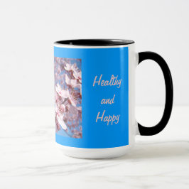 オーガニックママのコーヒーマグ ブルースカイ ピンクの花 マグカップ