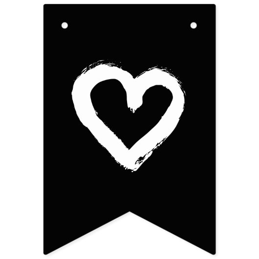 オーガニックミニマル結婚ナチュラル黒編集可能 バンティングフラッグ (第1の旗)