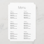 オーガニックミニマル自然結婚デザイン編集可能 メニュー (裏面)