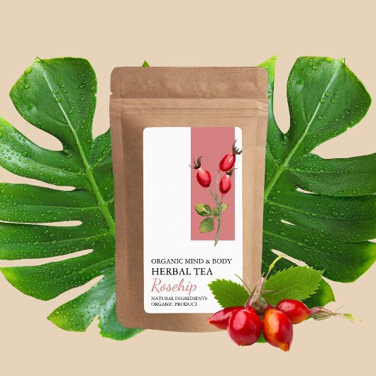 オーガニックローズヒップハーブティーのビジネスラベル ラベル