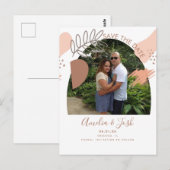 オーガニック図形Arch Boho日付写真を保存 ポストカード (正面/裏面)