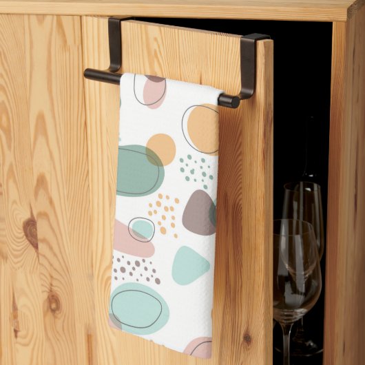 オーガニック形のシモダンームレスパターン キッチンタオル (三つ折り)