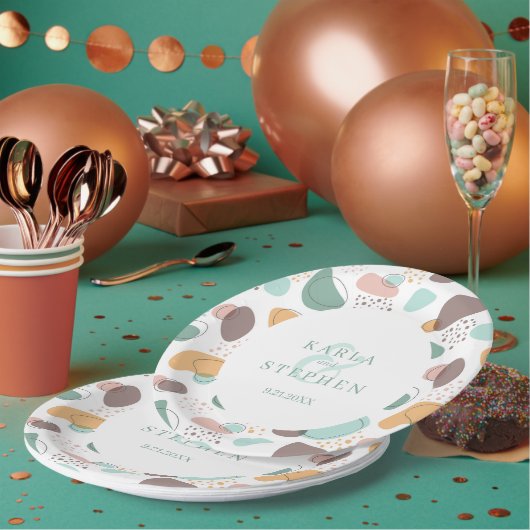 オーガニック形のシモダンームレスパターン ペーパープレート (複数)